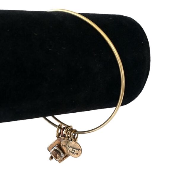 Alex and Ani Graduation Cap Bracelet Bangle Gold Tone Expandable Charm 2018. - Picture 6 of 9